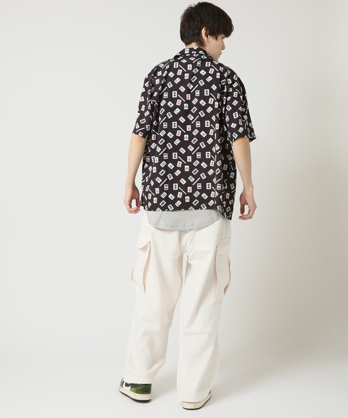 ARCADE(アーケード)の「総柄オープンカラー 猫 ネコ 虎柄 麻雀牌 ショートスリーブ開襟シャツ(シャツ/ブラウス・メンズ・ブラック系4/カーキ/ブラック系3/チャコールグレー・LL/L/M)」の15枚目の写真