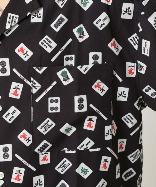 ARCADE(アーケード)の「総柄オープンカラー 猫 ネコ 虎柄 麻雀牌 ショートスリーブ開襟シャツ(シャツ/ブラウス・メンズ・ブラック系4/カーキ/ブラック系3/チャコールグレー・LL/L/M)」の16枚目の写真