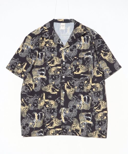 ARCADE(アーケード)の「総柄オープンカラー 猫 ネコ 虎柄 麻雀牌 ショートスリーブ開襟シャツ(シャツ/ブラウス・メンズ・ブラック系4/カーキ/ブラック系3/チャコールグレー・LL/L/M)」の21枚目の写真