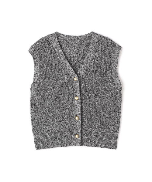 NATURAL BEAUTY BASIC（ナチュラルビューティーベーシック）の「◇ゴールドボタンニットベスト（ベスト・レディース・ブラック系その他/オフホワイト/ネイビー・FREE）」の4枚目の写真