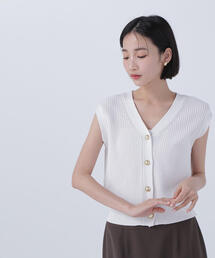 NATURAL BEAUTY BASIC | ◇ゴールドボタンニットベスト(ベスト)