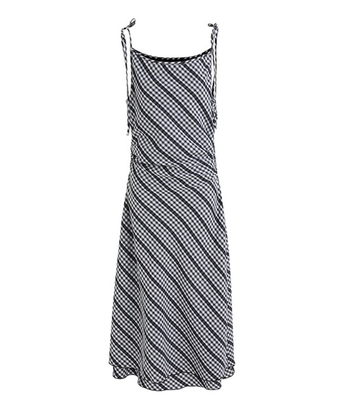 Fano Studios（ファノ ストゥディオズ）の「ボートネック チェック柄ロングワンピース FX25L052【Fano Studios】（ワンピース・レディース・ブラック・S/M/L）」の11枚目の写真