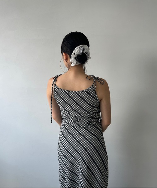 限定チェックのワンピース チェック柄セーラー肩開きワンピース | レディース服