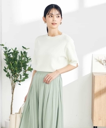 a.v.v | 【接触冷感/UVカット/洗える】クルーネックハーフスリーブ美ラクるサマーニット(ニット/セーター)