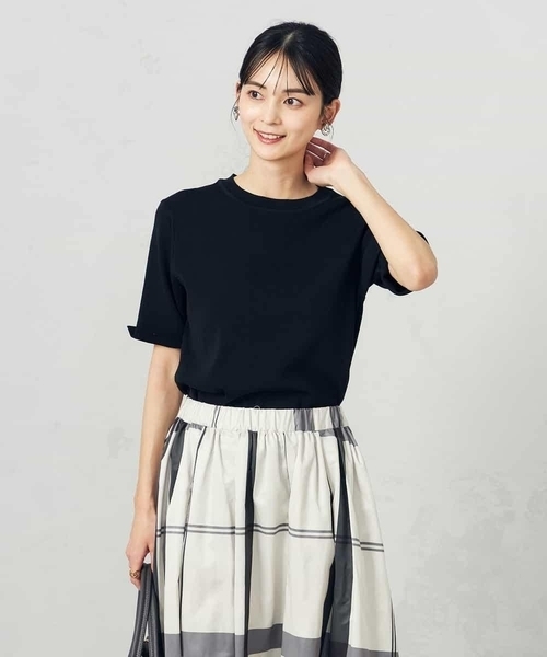 a.v.v(アーヴェヴェ)の「【接触冷感/UVカット/洗える】クルーネックハーフスリーブ美ラクるサマーニット(ニット/セーター・レディース・グレー系その他/ブラック/ベージュ/ホワイト/アイボリー/ブルー・38/36/40/34/42)」の19枚目の写真