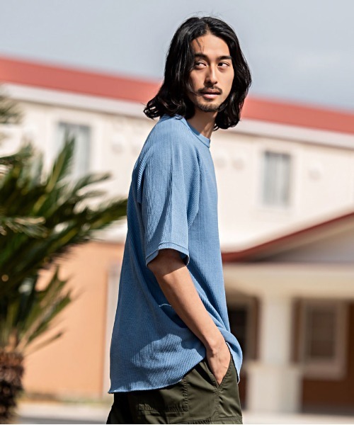 JEMORGAN(ジェーイーモーガン)の「『JEMORGAN LONG JOHNS/ジェーイーモーガンロングジョーンズ』CVCワッフルピグメント半袖ラグランT【+】(Tシャツ/カットソー・メンズ・グリーン/イエロー/オフホワイト/サックスブルー/チャコール・M/XL/L)」の4枚目の写真
