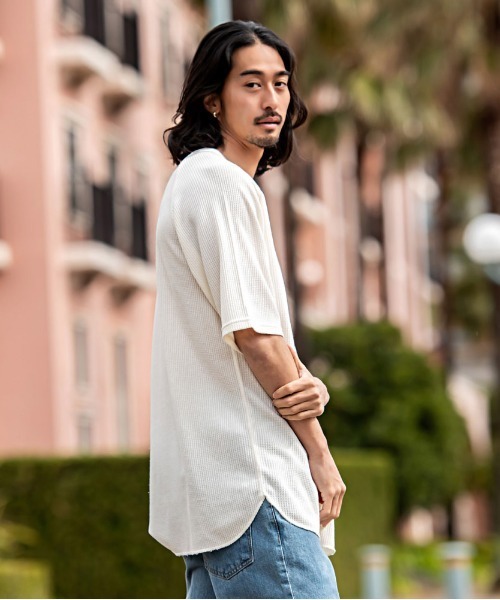 JEMORGAN(ジェーイーモーガン)の「『JEMORGAN LONG JOHNS/ジェーイーモーガンロングジョーンズ』CVCワッフルピグメント半袖ラグランT【+】(Tシャツ/カットソー・メンズ・グリーン/イエロー/オフホワイト/サックスブルー/チャコール・M/XL/L)」の6枚目の写真