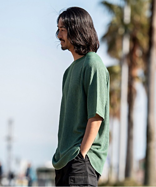 JEMORGAN(ジェーイーモーガン)の「『JEMORGAN LONG JOHNS/ジェーイーモーガンロングジョーンズ』CVCワッフルピグメント半袖ラグランT【+】(Tシャツ/カットソー・メンズ・グリーン/イエロー/オフホワイト/サックスブルー/チャコール・M/XL/L)」の12枚目の写真