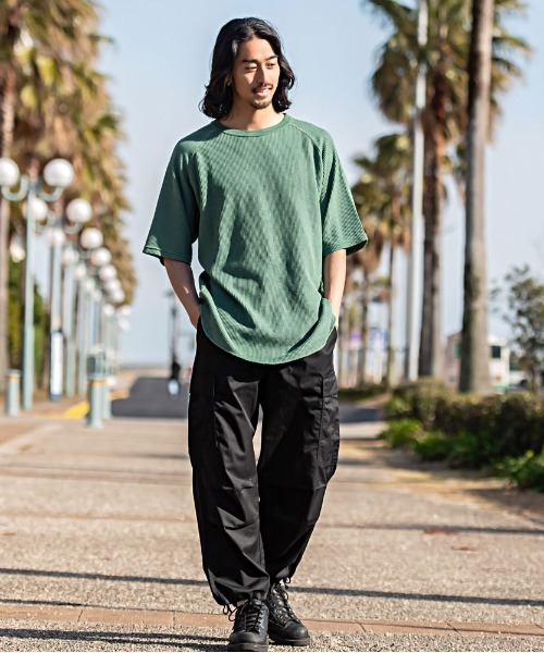 JEMORGAN(ジェーイーモーガン)の「『JEMORGAN LONG JOHNS/ジェーイーモーガンロングジョーンズ』CVCワッフルピグメント半袖ラグランT【+】(Tシャツ/カットソー・メンズ・グリーン/イエロー/オフホワイト/サックスブルー/チャコール・M/XL/L)」の14枚目の写真