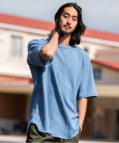 JEMORGAN(ジェーイーモーガン)の「『JEMORGAN LONG JOHNS/ジェーイーモーガンロングジョーンズ』CVCワッフルピグメント半袖ラグランT【+】(Tシャツ/カットソー・メンズ・グリーン/イエロー/オフホワイト/サックスブルー/チャコール・M/XL/L)」の15枚目の写真