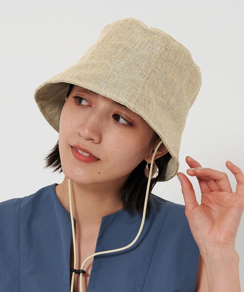 BEAUTY&YOUTH UNITED ARROWS（ビューティーアンドユースユナイテッドアローズ）の「パネル バケットハット（ハット・レディース・ナチュラル/ネイビー・FREE）」の2枚目の写真