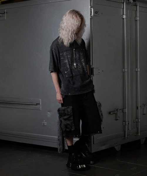 GRANCY（グランシー）の「【GRANCY】FurPocket Design Half Denim Cargo Pants / ファーポケットデザインハーフデニムカーゴパンツ（デニムパンツ・メンズ・ブラック/ブラウン・L/M/S）」の3枚目の写真