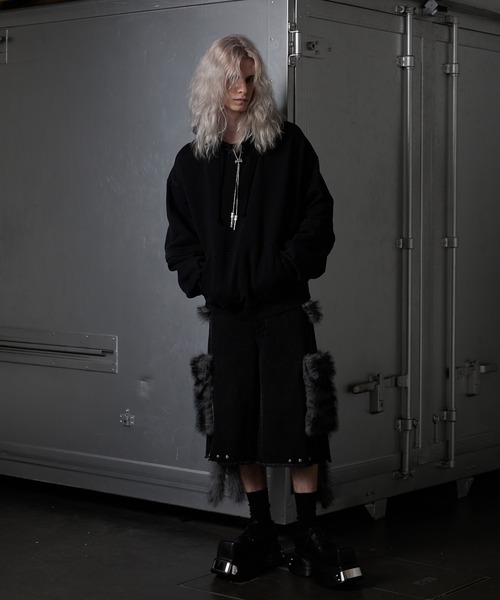 GRANCY（グランシー）の「【GRANCY】FurPocket Design Half Denim Cargo Pants / ファーポケットデザインハーフデニムカーゴパンツ（デニムパンツ・メンズ・ブラック/ブラウン・L/M/S）」の6枚目の写真