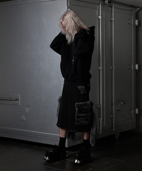 GRANCY（グランシー）の「【GRANCY】FurPocket Design Half Denim Cargo Pants / ファーポケットデザインハーフデニムカーゴパンツ（デニムパンツ・メンズ・ブラック/ブラウン・L/M/S）」の8枚目の写真