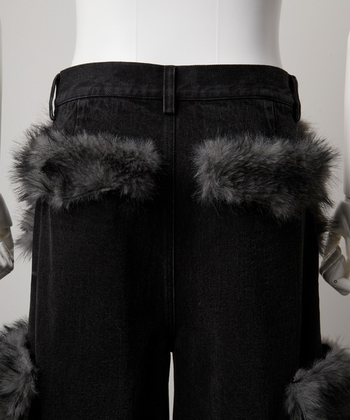GRANCY】FurPocket Design Half Denim Cargo Pants / ファー