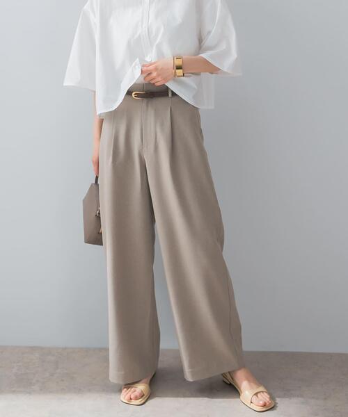 F by ROSSO（エフバイロッソ）の「『UR TECH DRYLUXE』F by ROSSO　タックワイドパンツ（その他パンツ・レディース・ブラック/モカ/ベージュ・34/36/38）」の3枚目の写真