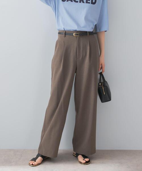 F by ROSSO（エフバイロッソ）の「『UR TECH DRYLUXE』F by ROSSO　タックワイドパンツ（その他パンツ・レディース・ブラック/モカ/ベージュ・34/36/38）」の4枚目の写真