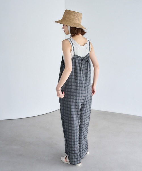 studio CLIP(スタディオクリップ)の「ダブルフロントチェックキャミサロペット(サロペット/オーバーオール・レディース・スモーク/ベージュ・FREE)」の9枚目の写真