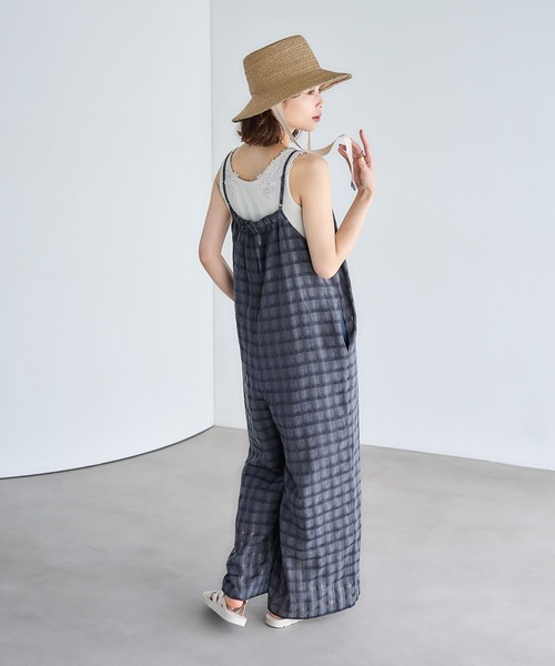 studio CLIP(スタディオクリップ)の「ダブルフロントチェックキャミサロペット(サロペット/オーバーオール・レディース・スモーク/ベージュ・FREE)」の10枚目の写真