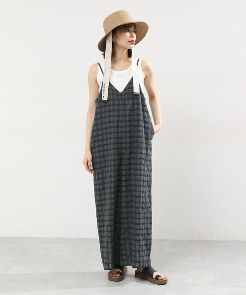 studio CLIP(スタディオクリップ)の「ダブルフロントチェックキャミサロペット(サロペット/オーバーオール・レディース・スモーク/ベージュ・FREE)」の14枚目の写真