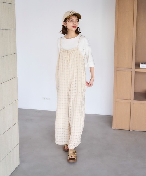 studio CLIP(スタディオクリップ)の「ダブルフロントチェックキャミサロペット(サロペット/オーバーオール・レディース・スモーク/ベージュ・FREE)」の22枚目の写真