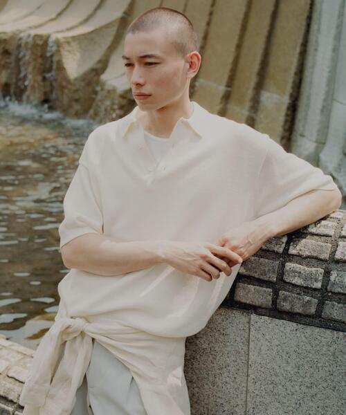 URBAN RESEARCH（アーバンリサーチ）の「ウール ワシ ニットポロ（ポロシャツ・メンズ・オフホワイト/ネイビー・LARGE/MEDIUM）」の3枚目の写真