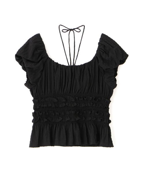 FREE'S MART(フリーズマート)の「◆シャーリングフレンチブラウス(シャツ/ブラウス・レディース・ブラック/イエロー系その他/ホワイト・FREE)」の4枚目の写真