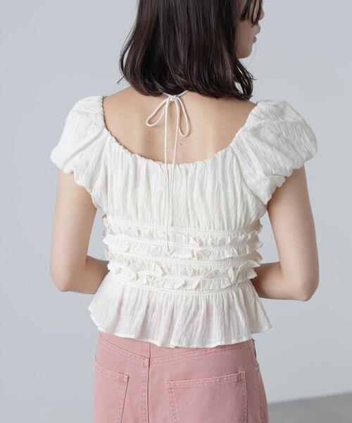 FREE'S MART(フリーズマート)の「◆シャーリングフレンチブラウス(シャツ/ブラウス・レディース・ブラック/イエロー系その他/ホワイト・FREE)」の18枚目の写真