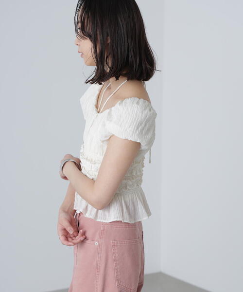 FREE'S MART(フリーズマート)の「◆シャーリングフレンチブラウス(シャツ/ブラウス・レディース・ブラック/イエロー系その他/ホワイト・FREE)」の22枚目の写真