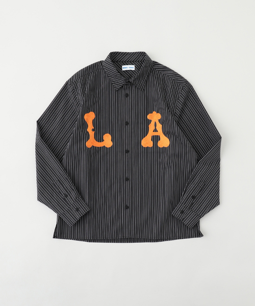 WOKE EDGE(ウォークエッジ)の「WOKE EDGE / ウォークエッジ LA GLIT STRIPE SHIRT(シャツ/ブラウス・メンズ・ブラック・LARGE/MEDIUM)」の1枚目の写真