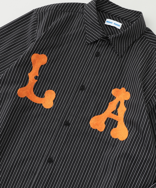 WOKE EDGE(ウォークエッジ)の「WOKE EDGE / ウォークエッジ LA GLIT STRIPE SHIRT(シャツ/ブラウス・メンズ・ブラック・LARGE/MEDIUM)」の5枚目の写真