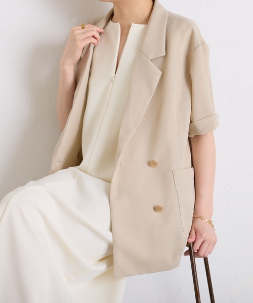 コラージュ ハーフスリーブメッシュジャケット ベージュ COLLAGE GALLARDAGALANTE（コラージュガリャルダガランテ）の