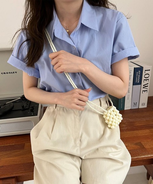 Lace Ladies(レースレディース)の「レギュラーカラー ロールアップ ベーシック 半袖 シャツ(シャツ/ブラウス・レディース・ホワイト/ブルー/グリーン・XL/M)」の17枚目の写真