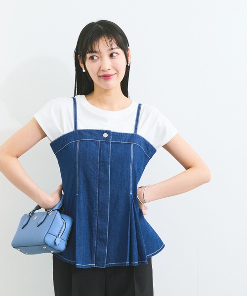 POSTOKYO デニムビスチェ キャミソール 前後2way デニムビスチェトップス デニム