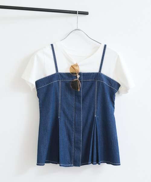 VIS(ビス)の「ライトオンスデニムビスチェ(キャミソール・レディース・ブルー/サックスブルー・FREE)」の6枚目の写真