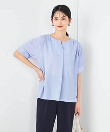 a.v.v | ストライプジャガードスリットネックトップス(Tシャツ/カットソー)