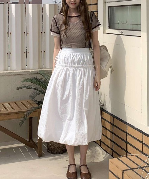 NANAHACHI（ナナハチ）の「ドットレースリボンブラウス（Tシャツ/カットソー・レディース・ホワイト/ブラウン/ブラック・FREE）」の15枚目の写真