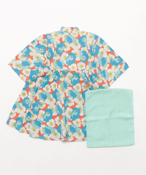Ocean&Ground（オーシャン&グラウンド）の「ﾚﾄﾛﾌﾗﾜｰ浴衣ﾐﾆ丈ﾜﾝﾋﾟｰｽ（浴衣・キッズ・グリーン/レッド・90/100/110/120/130/140）」の19枚目の写真