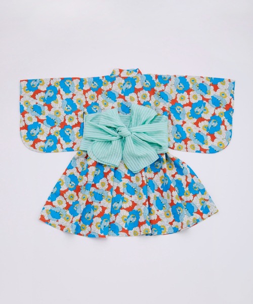 Ocean&Ground（オーシャン&グラウンド）の「ﾚﾄﾛﾌﾗﾜｰ浴衣ﾐﾆ丈ﾜﾝﾋﾟｰｽ（浴衣・キッズ・グリーン/レッド・90/100/110/120/130/140）」の8枚目の写真