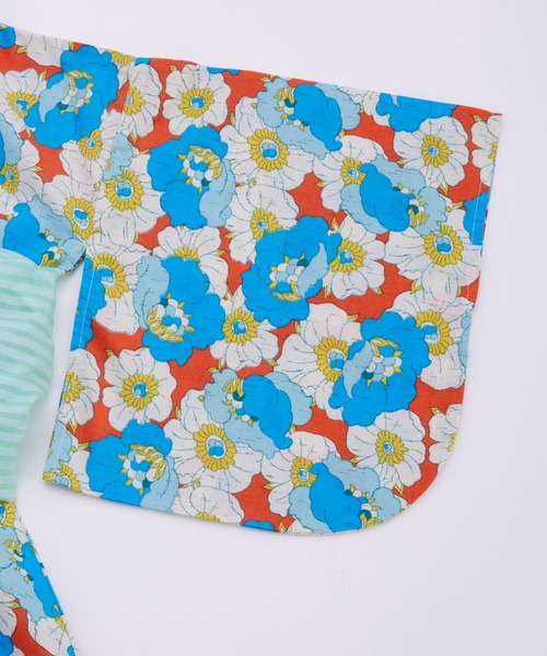 Ocean&Ground（オーシャン&グラウンド）の「ﾚﾄﾛﾌﾗﾜｰ浴衣ﾐﾆ丈ﾜﾝﾋﾟｰｽ（浴衣・キッズ・グリーン/レッド・90/100/110/120/130/140）」の10枚目の写真