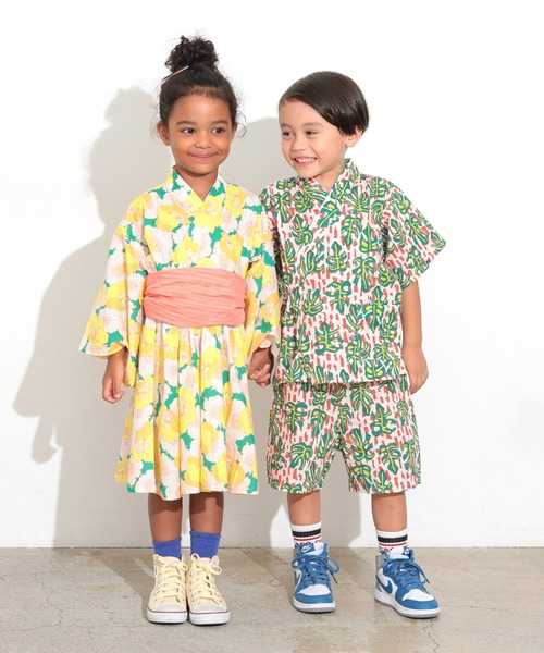 Ocean&Ground（オーシャン&グラウンド）の「ﾚﾄﾛﾌﾗﾜｰ浴衣ﾐﾆ丈ﾜﾝﾋﾟｰｽ（浴衣・キッズ・グリーン/レッド・90/100/110/120/130/140）」の18枚目の写真