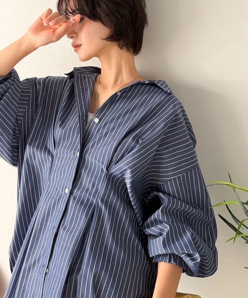 セール】甘さ控えめの好バランス◎ウエストタック袖フリルビッグ長袖