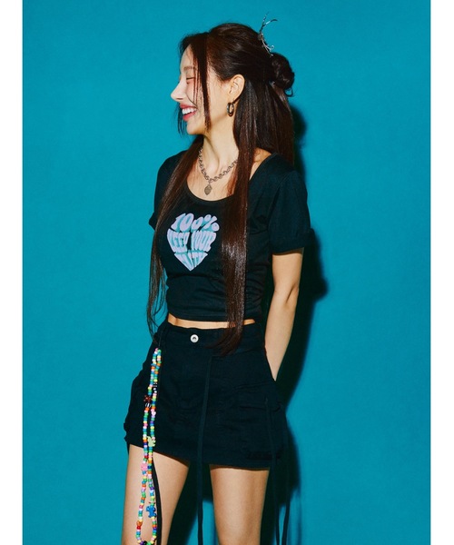 ROOPTOKYO(ループトウキョウ)の「ROOPTOKYO×kim yul 100% keep your faith tee 秋物 秋服 2026年秋冬(Tシャツ/カットソー・レディース・ブラック/ピンク・FREE)」の4枚目の写真