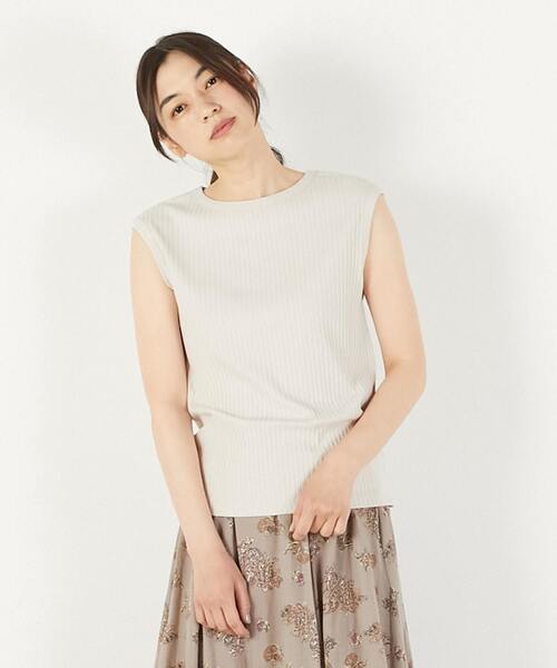 MELROSE claire(メルローズ クレール)の「【ワイドリブ万能ボートネックノースリカットプル】(Tシャツ/カットソー・レディース・ベージュ系その他/グリーン/ライトブラウン/ブラック・FREE)」の1枚目の写真