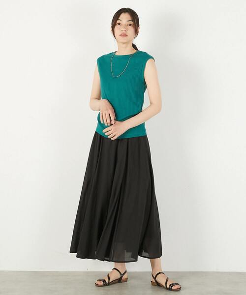MELROSE claire(メルローズ クレール)の「【ワイドリブ万能ボートネックノースリカットプル】(Tシャツ/カットソー・レディース・ベージュ系その他/グリーン/ライトブラウン/ブラック・FREE)」の12枚目の写真
