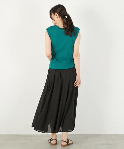 MELROSE claire(メルローズ クレール)の「【ワイドリブ万能ボートネックノースリカットプル】(Tシャツ/カットソー・レディース・ベージュ系その他/グリーン/ライトブラウン/ブラック・FREE)」の14枚目の写真