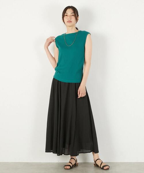 MELROSE claire(メルローズ クレール)の「【ワイドリブ万能ボートネックノースリカットプル】(Tシャツ/カットソー・レディース・ベージュ系その他/グリーン/ライトブラウン/ブラック・FREE)」の18枚目の写真