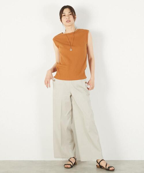 MELROSE claire(メルローズ クレール)の「【ワイドリブ万能ボートネックノースリカットプル】(Tシャツ/カットソー・レディース・ベージュ系その他/グリーン/ライトブラウン/ブラック・FREE)」の20枚目の写真