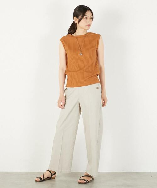 MELROSE claire(メルローズ クレール)の「【ワイドリブ万能ボートネックノースリカットプル】(Tシャツ/カットソー・レディース・ベージュ系その他/グリーン/ライトブラウン/ブラック・FREE)」の21枚目の写真