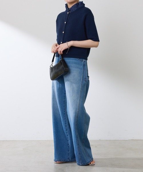 COLLAGE GALLARDAGALANTE（コラージュガリャルダガランテ）の「Q.anos/ルーズアジャストデニム（デニムパンツ・レディース・ブルー/ブラック・1/0）」の22枚目の写真